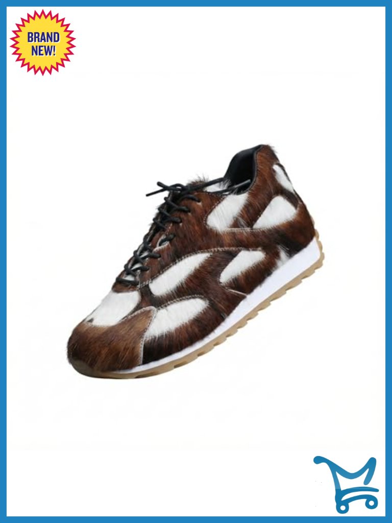 Genuine Cow Hair Sneakers Chunky Dad Shoes Western Y2k Platform Casual Walking